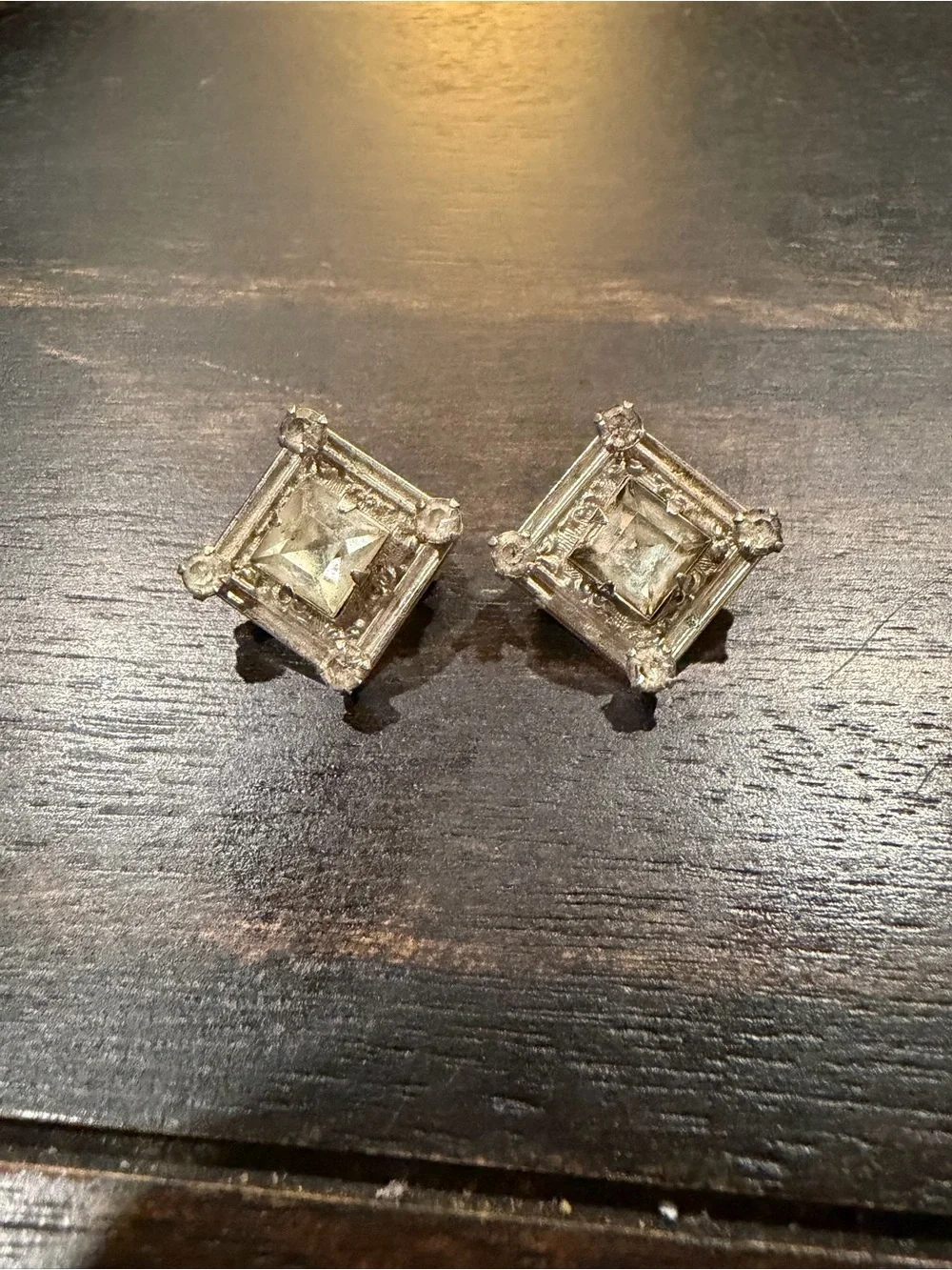 Vintage crystal twin pins